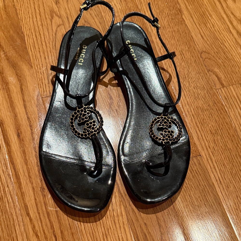 Gucci Women's Black Leather Sandals
